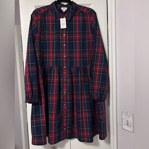 J. Crew Multicolor Plaid Shirt Dress